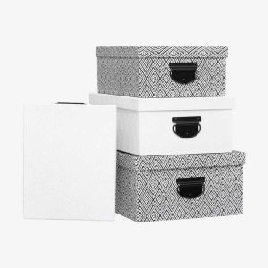 RELIEF lot de 4 boîtes avec couvercle
