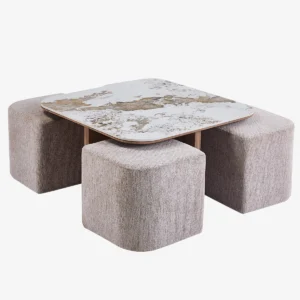 RAVERO Tables basses + 4 poufs